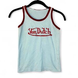 Von Dutch Light Blue Tank Top with Red Trim